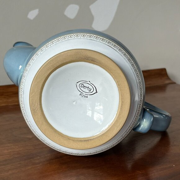 Denby Langley Castile Coffee Pot with Lid Stoneware Blue & White England Vintage - Picture 11 of 17